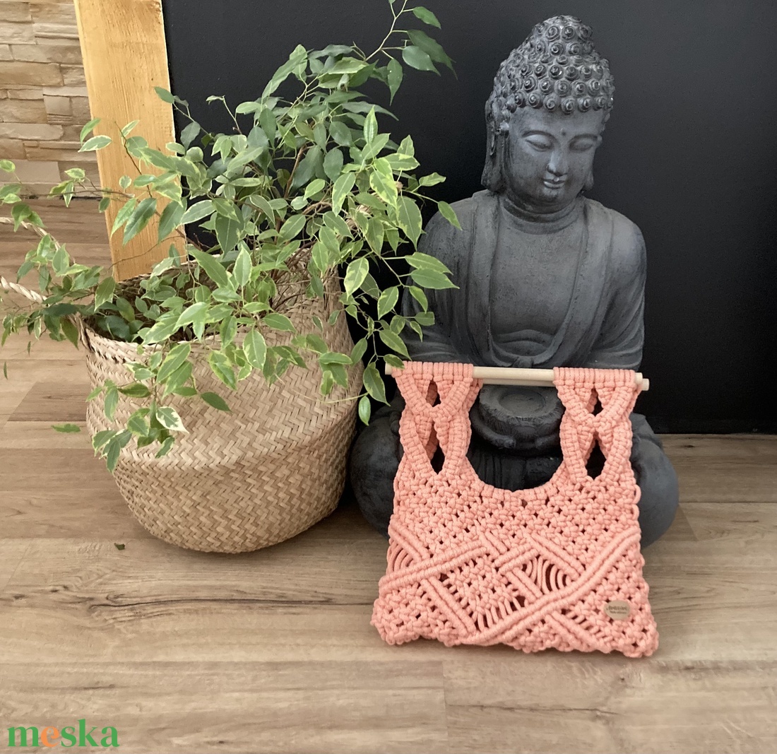 Barack makramé táska - táska & tok - bevásárlás & shopper táska - shopper, textiltáska, szatyor - Meska.hu