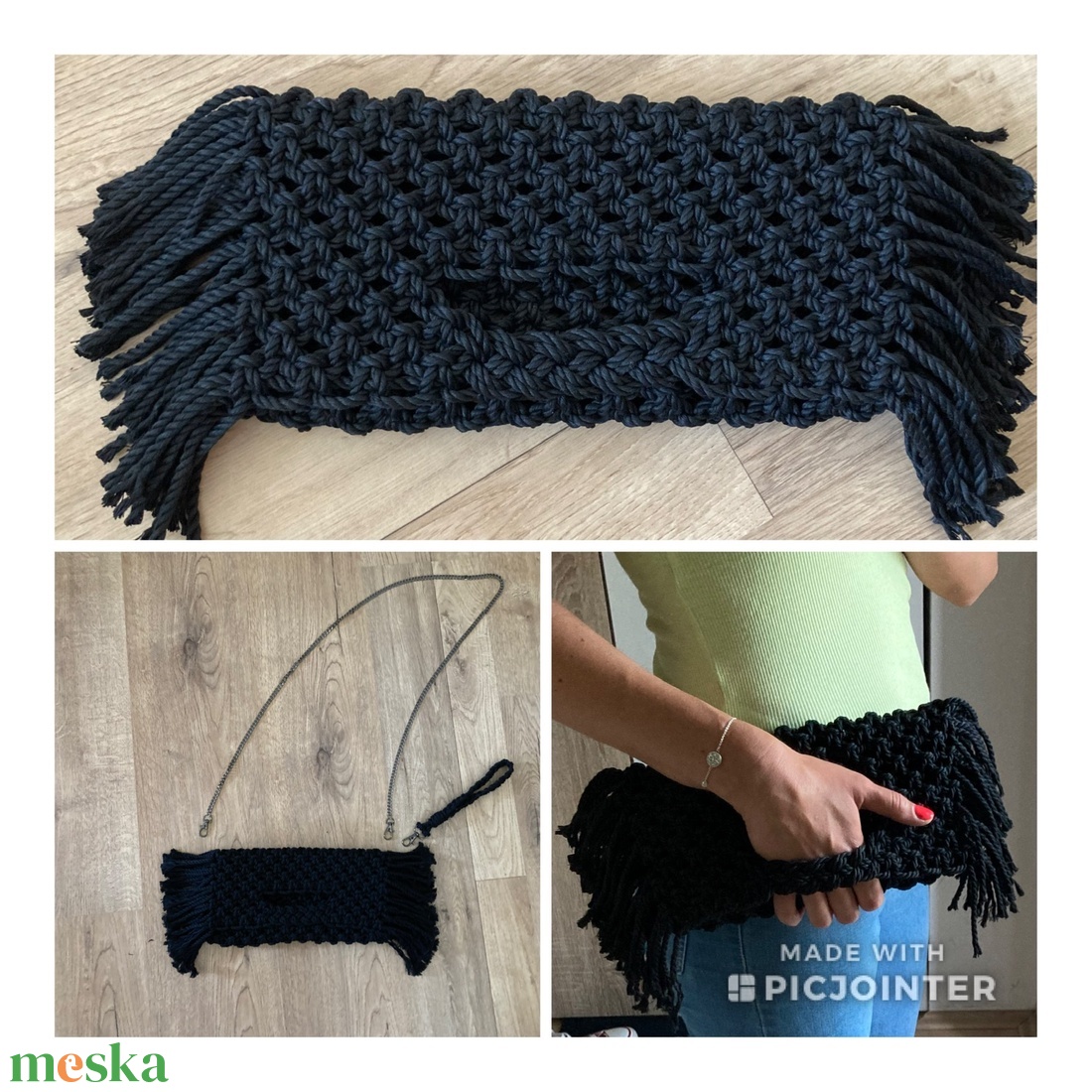 Fekete borítéktáska - táska & tok - bevásárlás & shopper táska - shopper, textiltáska, szatyor - Meska.hu