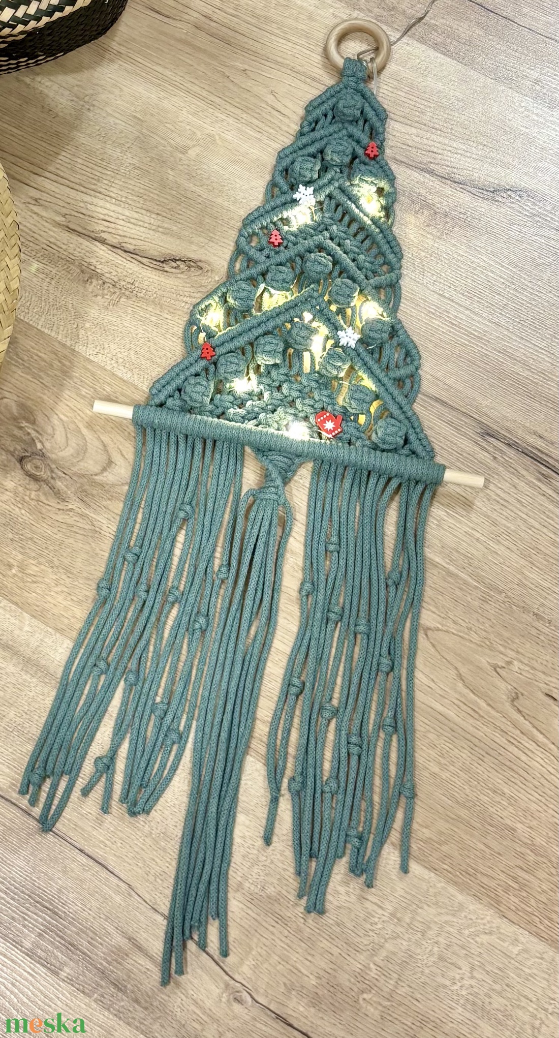 Makramé fenyőfa - karácsony - karácsonyi lakásdekoráció - karácsonyfa, grincsfa - Meska.hu