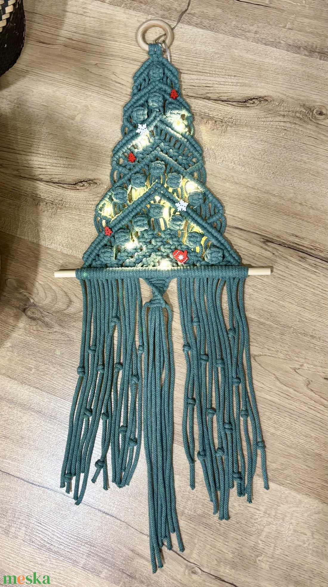 Makramé fenyőfa - karácsony - karácsonyi lakásdekoráció - karácsonyfa, grincsfa - Meska.hu