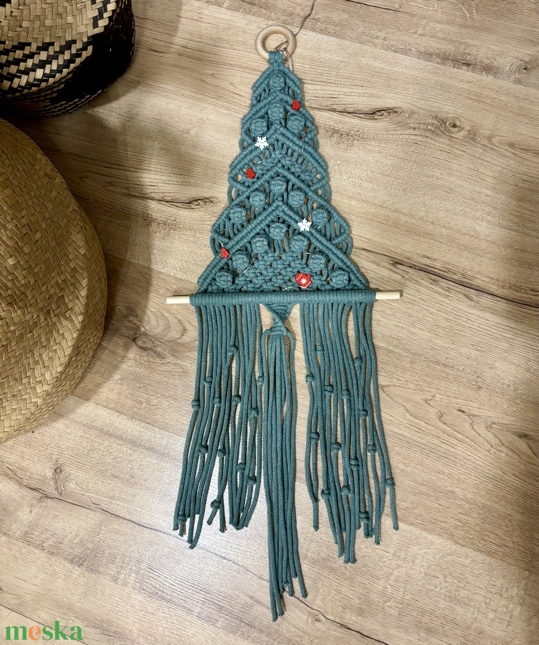 Makramé fenyőfa - karácsony - karácsonyi lakásdekoráció - karácsonyfa, grincsfa - Meska.hu
