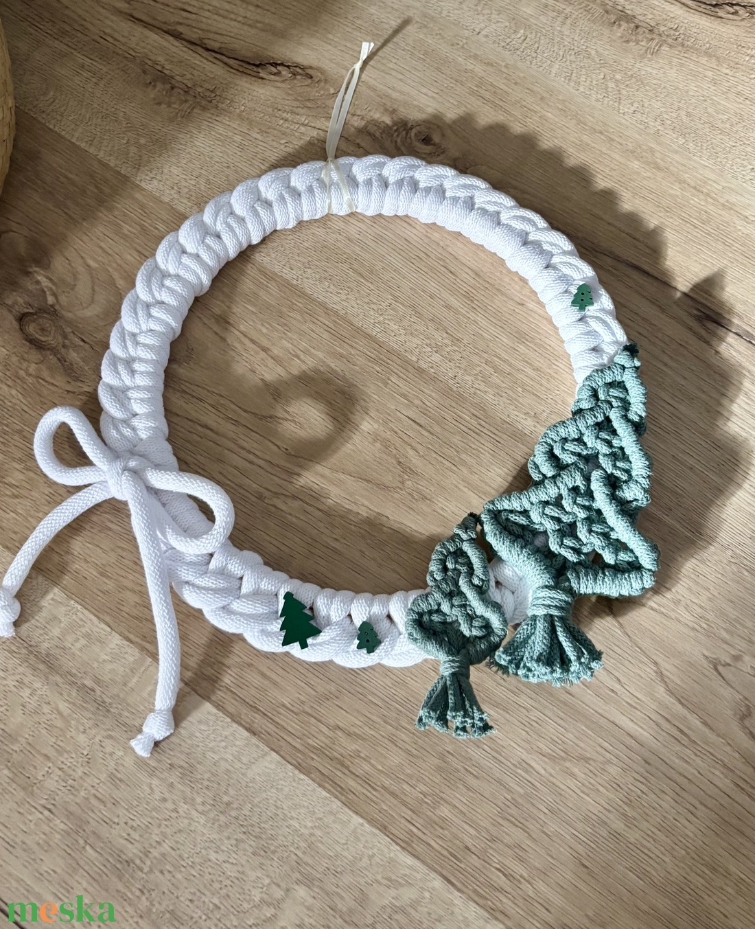 Makramé adventi kopogtató - karácsony - adventi díszek - adventi ajtódísz - Meska.hu