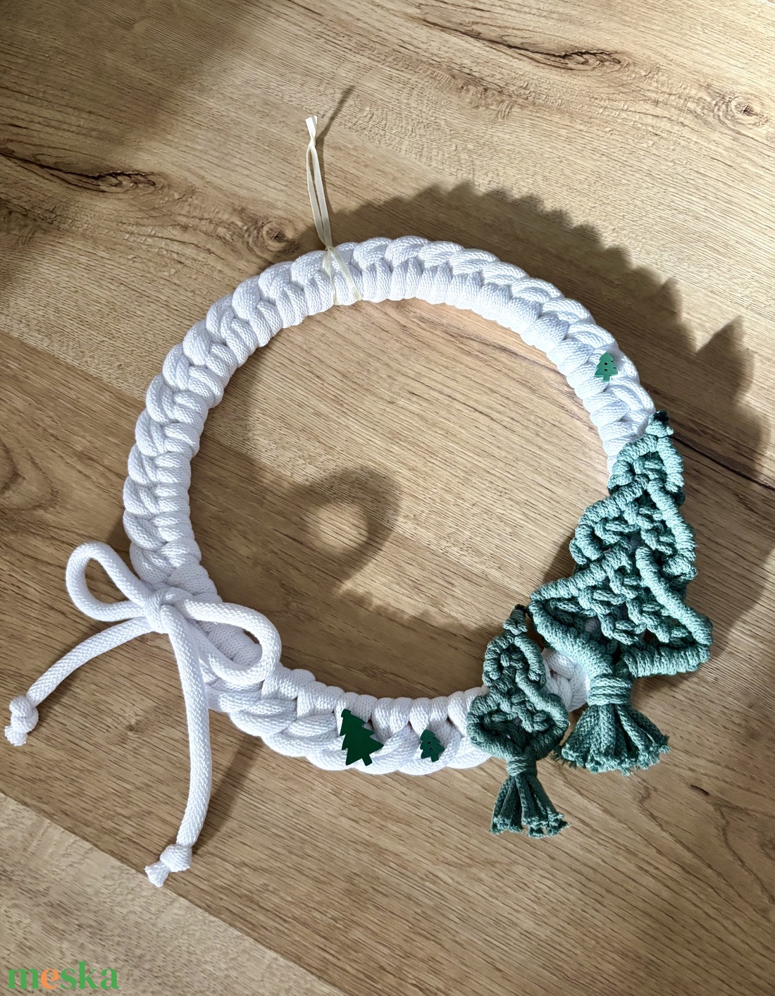 Makramé adventi kopogtató - karácsony - adventi díszek - adventi ajtódísz - Meska.hu