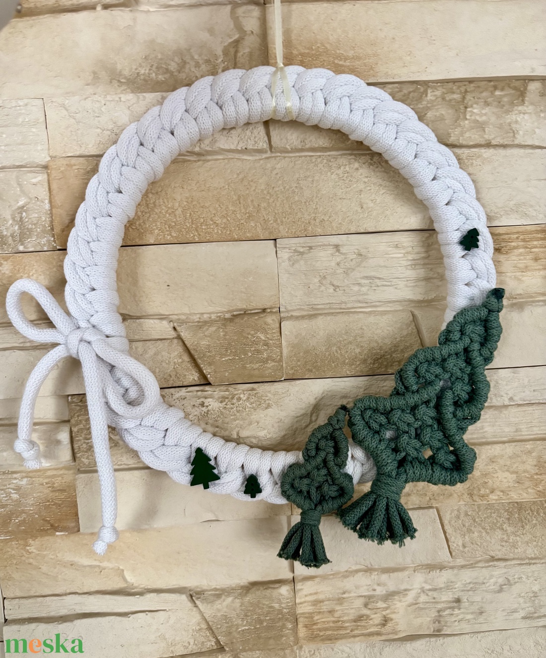 Makramé adventi kopogtató - karácsony - adventi díszek - adventi ajtódísz - Meska.hu