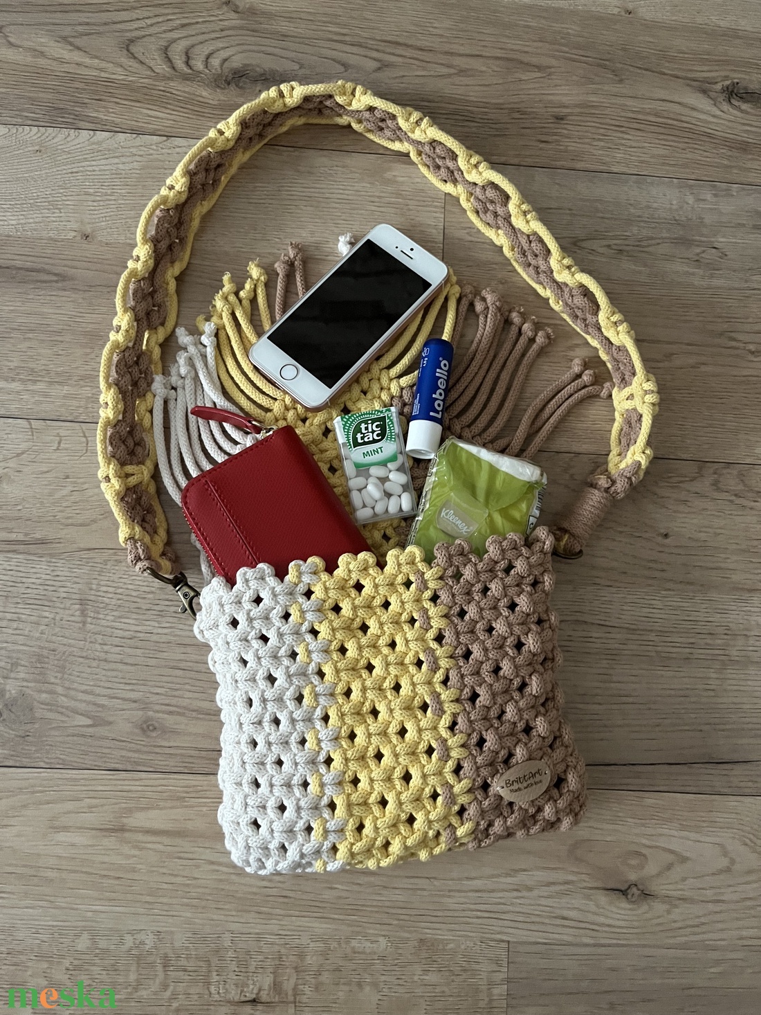 Rainbow makramé táska - táska & tok - kézitáska & válltáska - válltáska - Meska.hu