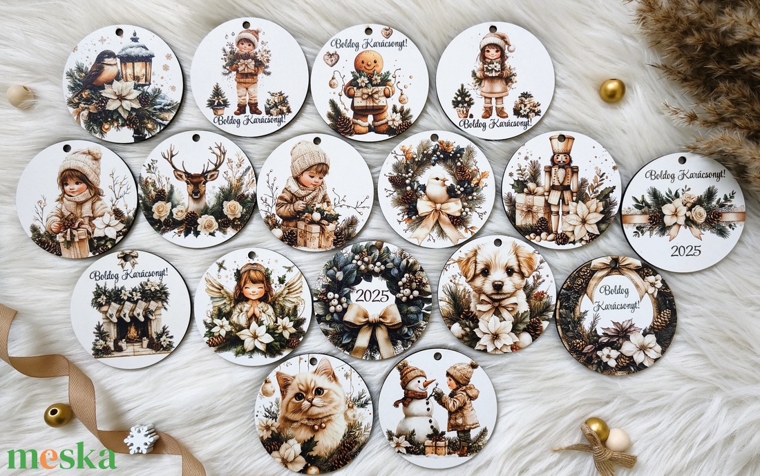 Állatos karácsonyfadíszek vintage stílusban - karácsony - karácsonyi lakásdekoráció - karácsonyfadíszek - Meska.hu