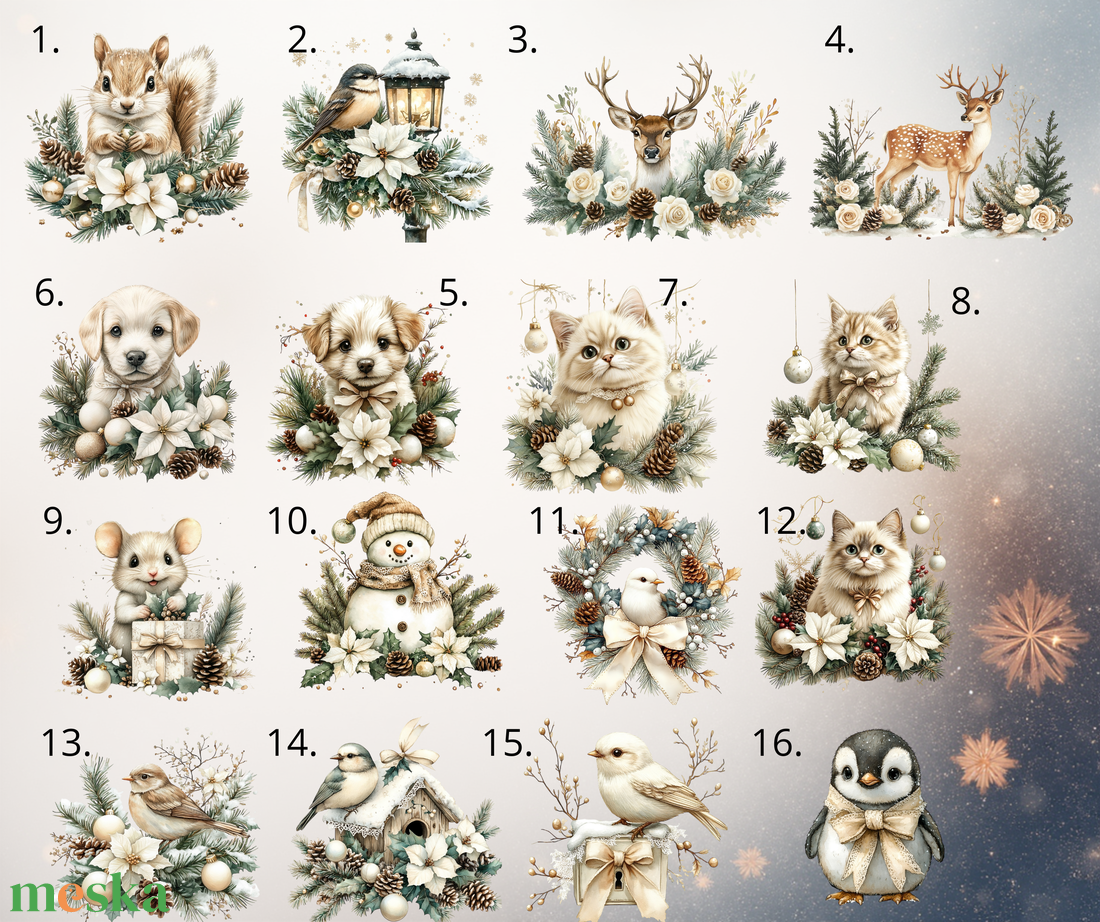 Állatos karácsonyfadíszek vintage stílusban - karácsony - karácsonyi lakásdekoráció - karácsonyfadíszek - Meska.hu