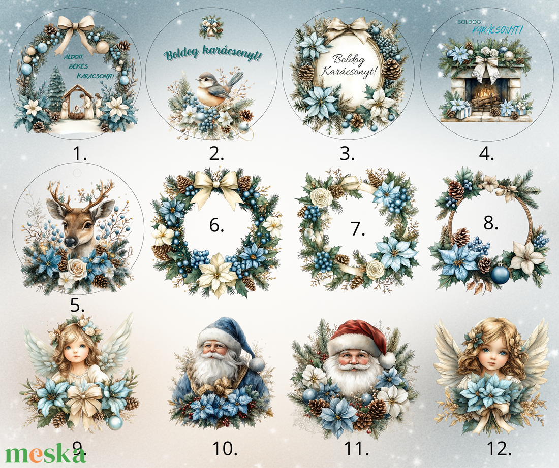 Színes karácsonyfadíszek kék színvilágban - karácsony - karácsonyi lakásdekoráció - karácsonyfadíszek - Meska.hu