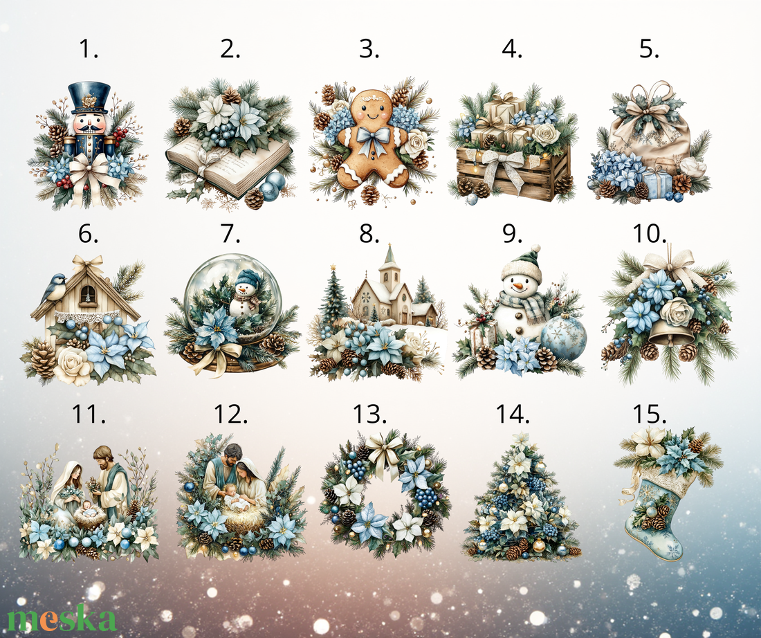 Színes karácsonyfadíszek kék színvilágban - karácsony - karácsonyi lakásdekoráció - karácsonyfadíszek - Meska.hu