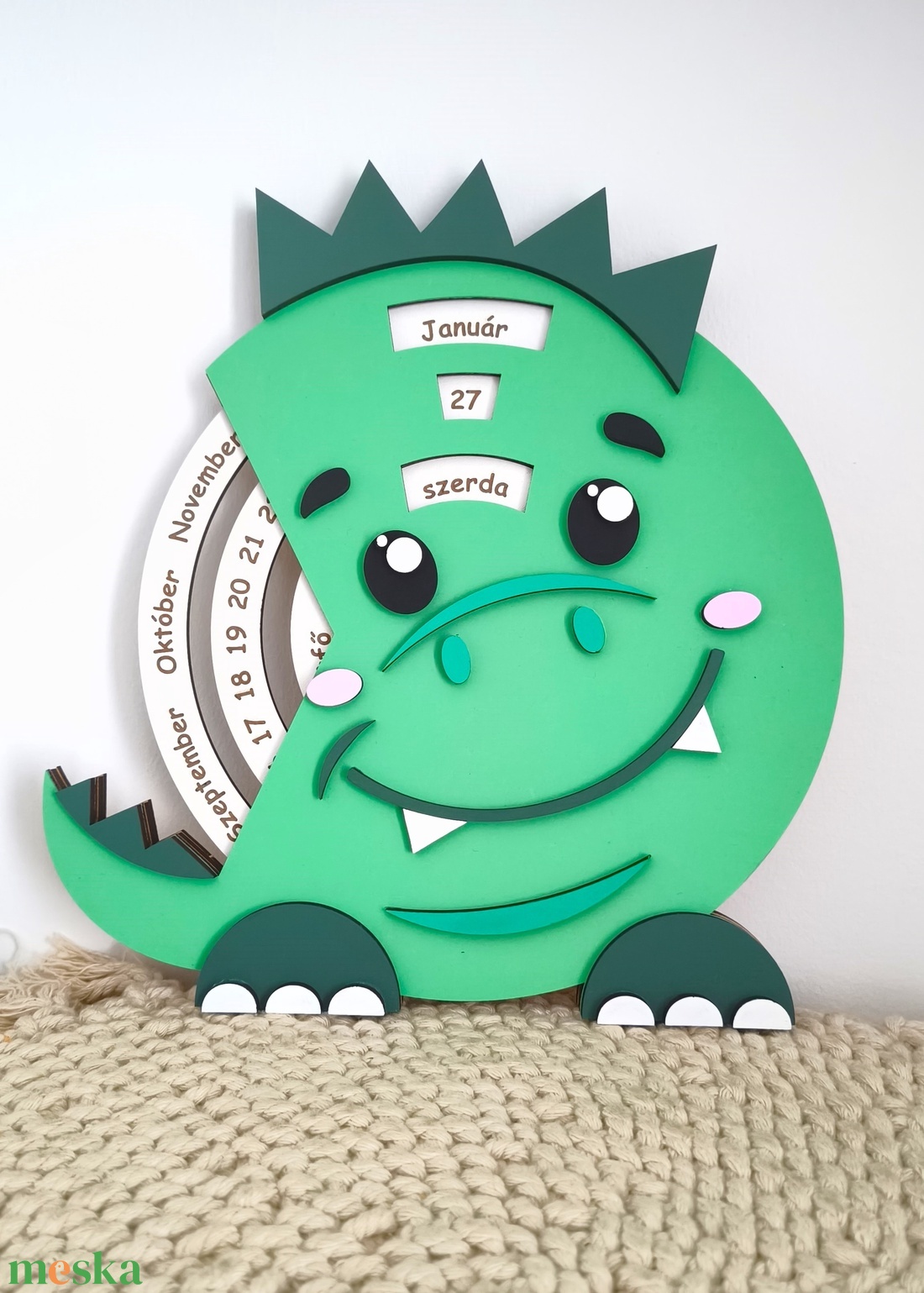 Öröknaptár gyerekeknek (dínó) - otthon & életmód - dekoráció - fali és függő dekoráció - falinaptár & öröknaptár - Meska.hu