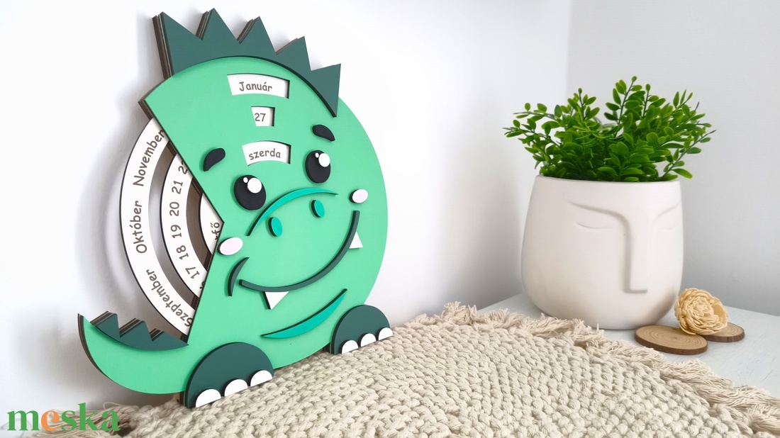 Öröknaptár gyerekeknek (dínó) - otthon & életmód - dekoráció - fali és függő dekoráció - falinaptár & öröknaptár - Meska.hu