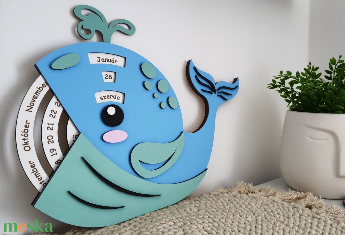 Öröknaptár gyerekeknek (bálna) - otthon & életmód - dekoráció - fali és függő dekoráció - falinaptár & öröknaptár - Meska.hu