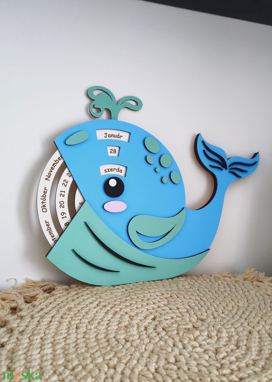 Öröknaptár gyerekeknek (bálna) - otthon & életmód - dekoráció - fali és függő dekoráció - falinaptár & öröknaptár - Meska.hu