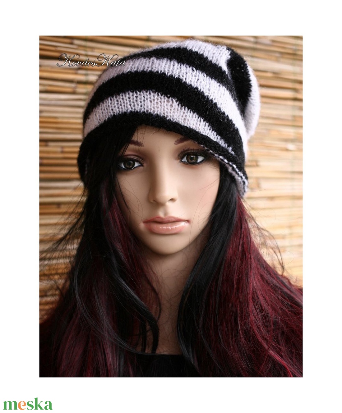 BUGSY / beanie - trendi kézzel kötött akril sapka / fekete és fehér - ruha & divat - sál, sapka, kendő - sapka - Meska.hu BUGSY / beanie - trendi kézzel kötött akril sapka / fekete és fehér - ruha & divat - sál, sapka, kendő - sapka - Meska.hu