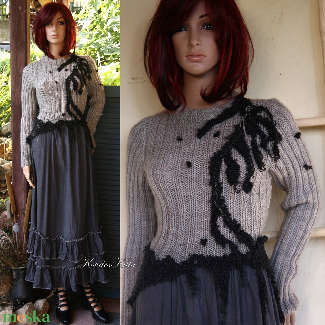 ÁGACSKÁS - boho artsy applikált kézzel kötött pulóver - ruha & divat - női ruha - pulóver - Meska.hu ÁGACSKÁS - boho artsy applikált kézzel kötött pulóver - ruha & divat - női ruha - pulóver - Meska.hu