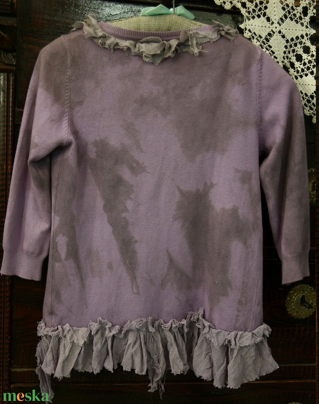 MILLIE - batikolt shabby chic gépi-kötött kardigán - ruha & divat - női ruha - pulóver - Meska.hu