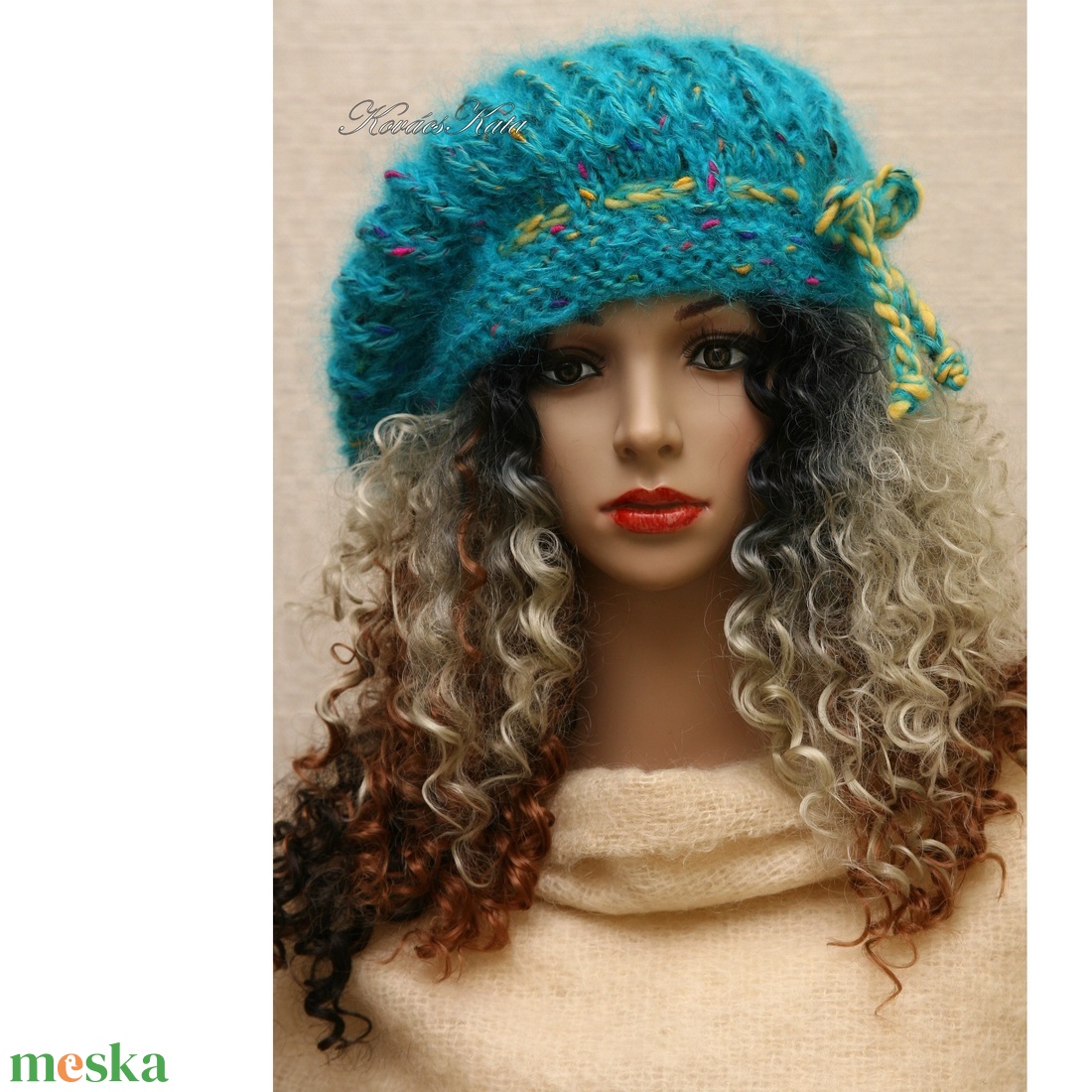 BORBÁLA / türkiz - exkluzív kézzel kötött chunky mohair sapka, barett - ruha & divat - sál, sapka, kendő - sapka - Meska.hu BORBÁLA / türkiz - exkluzív kézzel kötött chunky mohair sapka, barett - ruha & divat - sál, sapka, kendő - sapka - Meska.hu