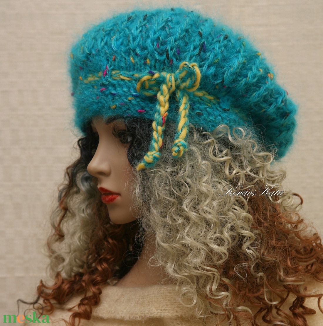 BORBÁLA / türkiz - exkluzív kézzel kötött chunky mohair sapka, barett - ruha & divat - sál, sapka, kendő - sapka - Meska.hu BORBÁLA / türkiz - exkluzív kézzel kötött chunky mohair sapka, barett - ruha & divat - sál, sapka, kendő - sapka - Meska.hu