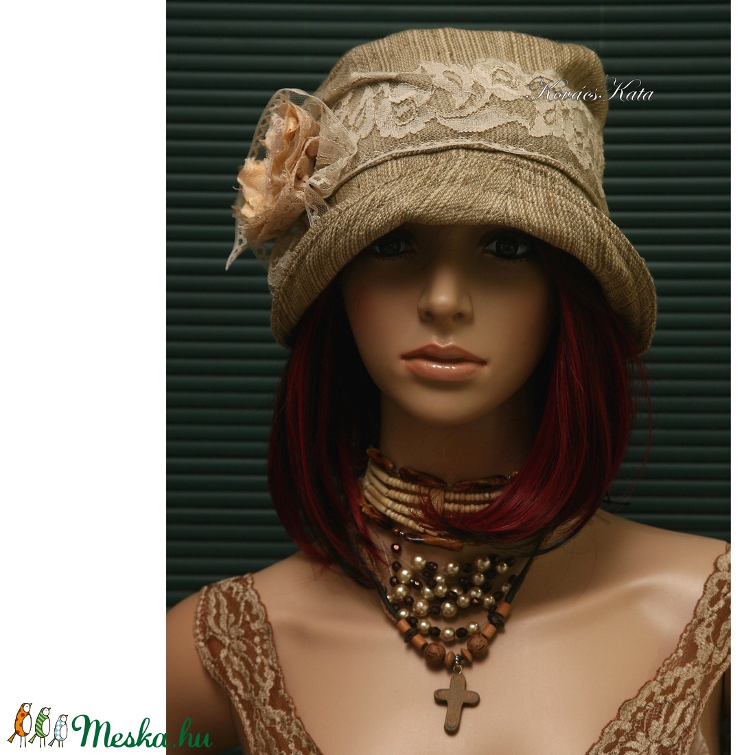 MARIE cloche - artsy lenszövet flapper kalap - ruha & divat - sál, sapka, kendő - kalap - Meska.hu