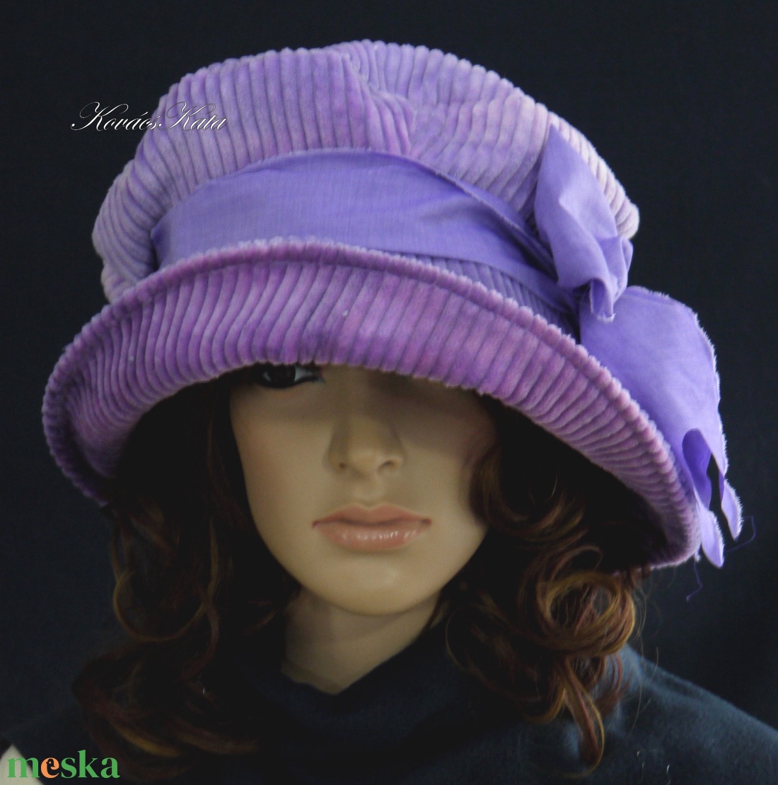 ANDERSEN - romantikus design kalap / batikolt lila ombre - ruha & divat - sál, sapka, kendő - kalap - Meska.hu