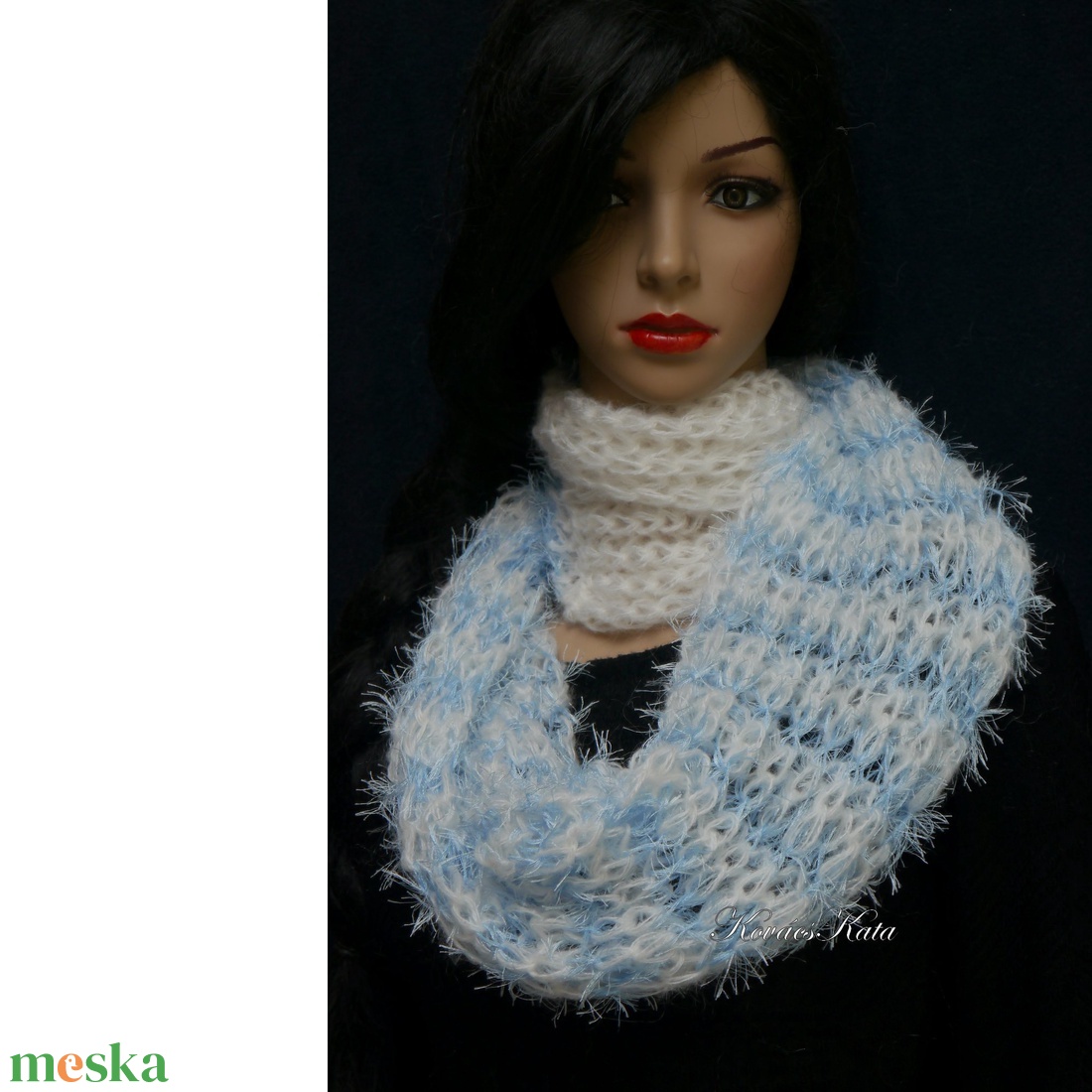 PILLE-BOA/kék- kézzel kötött design-sál - ruha & divat - sál, sapka, kendő - sál - Meska.hu PILLE-BOA/kék- kézzel kötött design-sál - ruha & divat - sál, sapka, kendő - sál - Meska.hu