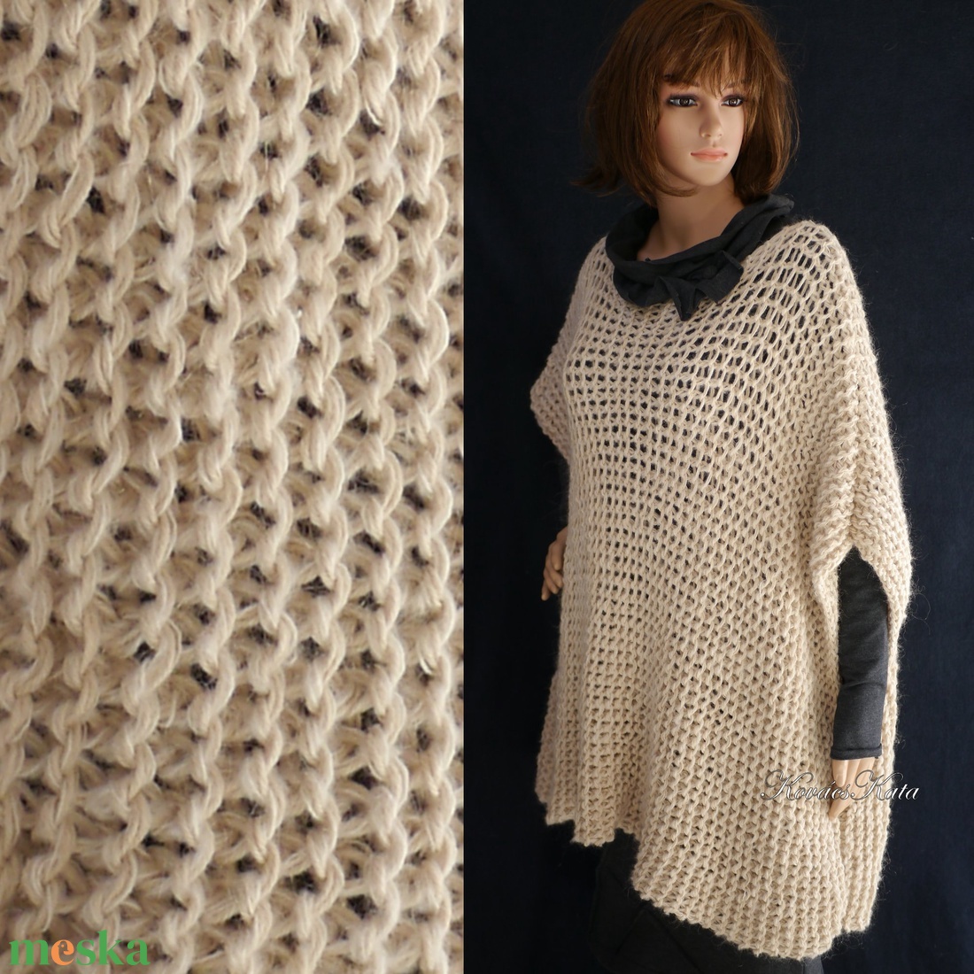ALPAKA-PONCSÓ - kézzel kötött lagenlook design - ruha & divat - női ruha - poncsó - Meska.hu ALPAKA-PONCSÓ - kézzel kötött lagenlook design - ruha & divat - női ruha - poncsó - Meska.hu