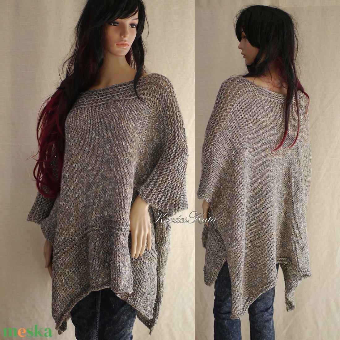 DESIGN-PONCSÓ - kézzel kötött lagenlook fashion BELLE - ruha & divat - női ruha - poncsó - Meska.hu DESIGN-PONCSÓ - kézzel kötött lagenlook fashion BELLE - ruha & divat - női ruha - poncsó - Meska.hu