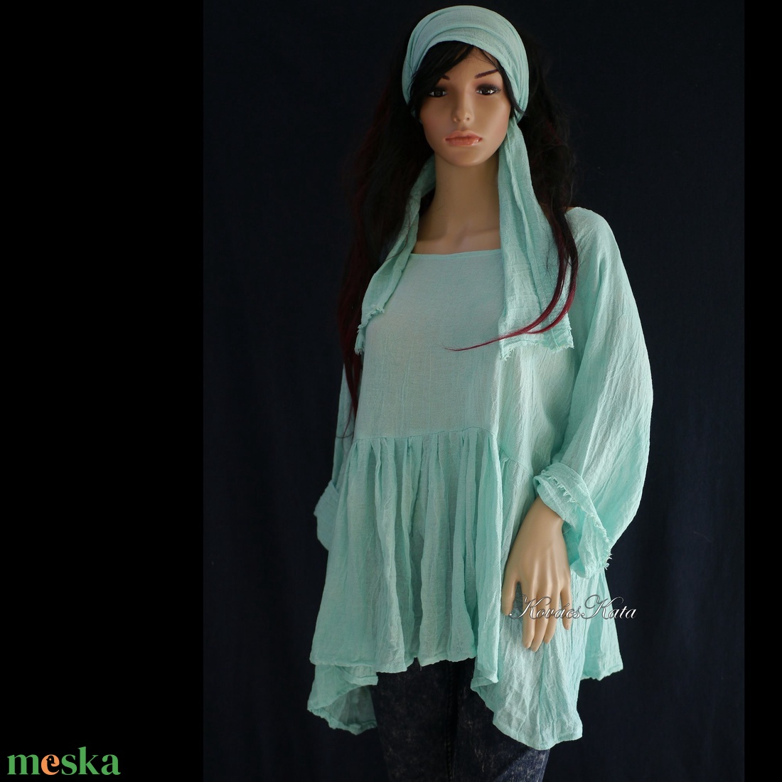 TERESA/türkiz - babydoll tunika + géz sál - kismama ruha - ruha & divat - női ruha - kismamaruha - Meska.hu TERESA/türkiz - babydoll tunika + géz sál - kismama ruha - ruha & divat - női ruha - kismamaruha - Meska.hu