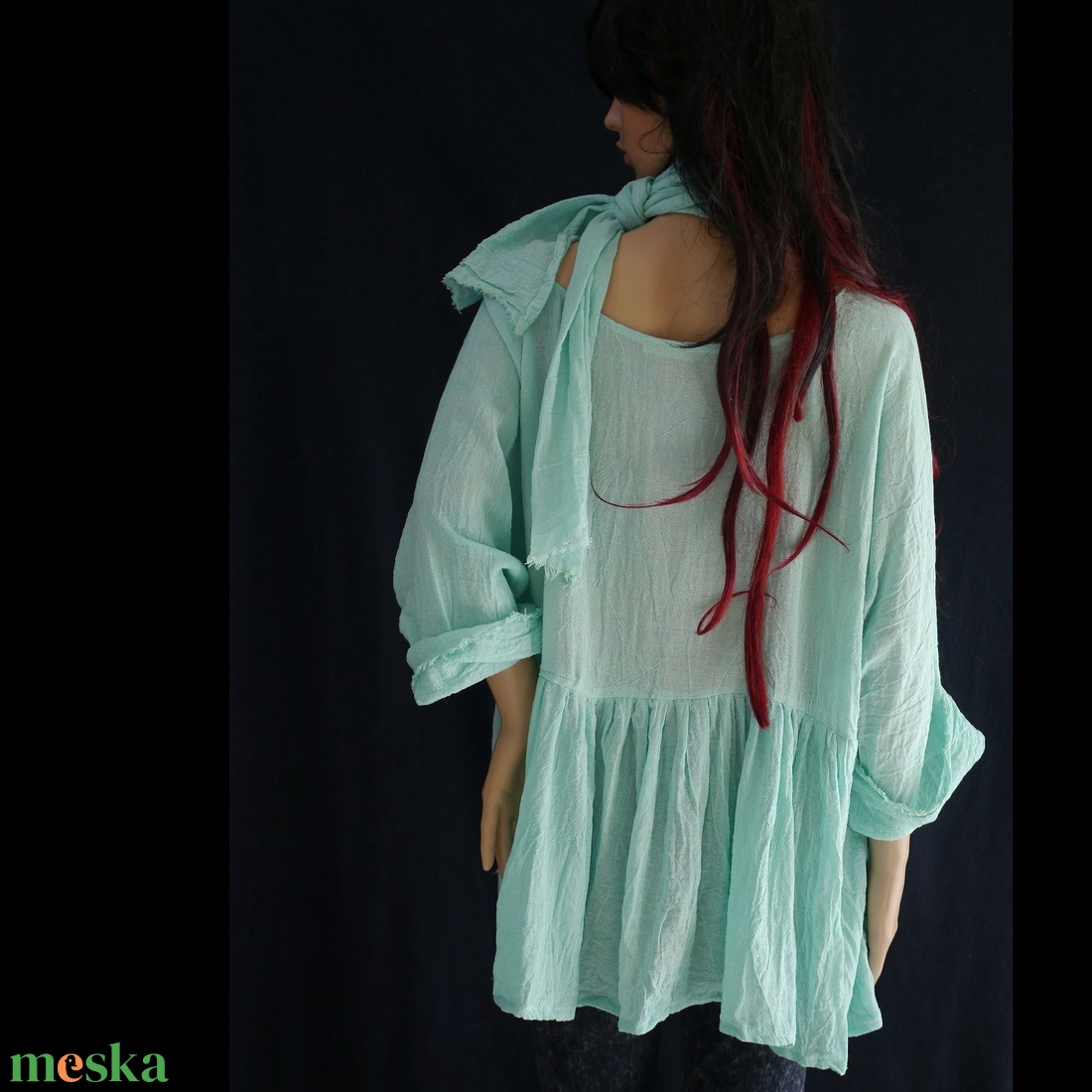 TERESA/türkiz - babydoll tunika + géz sál - kismama ruha - ruha & divat - női ruha - kismamaruha - Meska.hu TERESA/türkiz - babydoll tunika + géz sál - kismama ruha - ruha & divat - női ruha - kismamaruha - Meska.hu