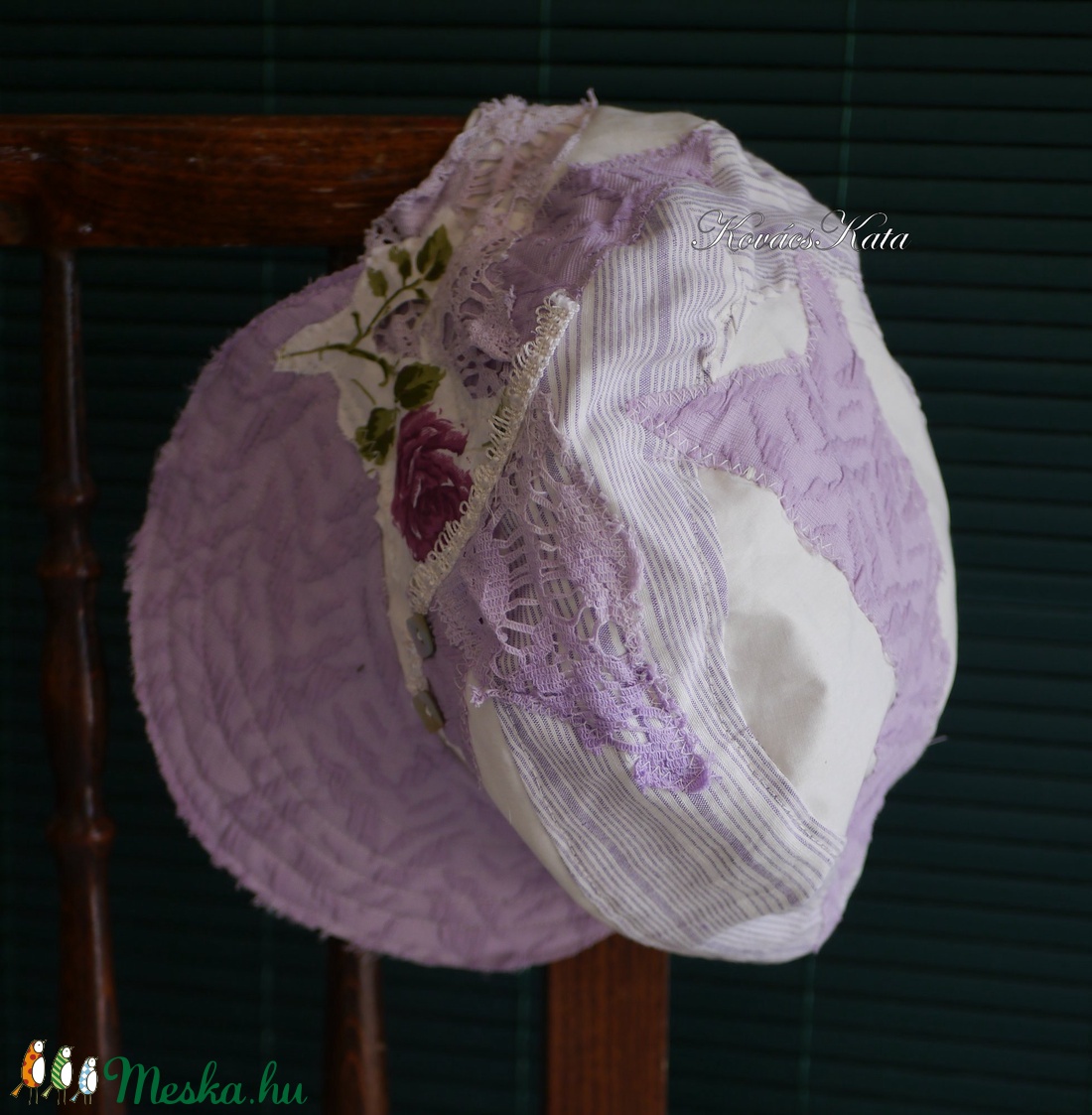 DERBY - shabby chic patchwork sapka / levendula - ruha & divat - sál, sapka, kendő - sapka - Meska.hu