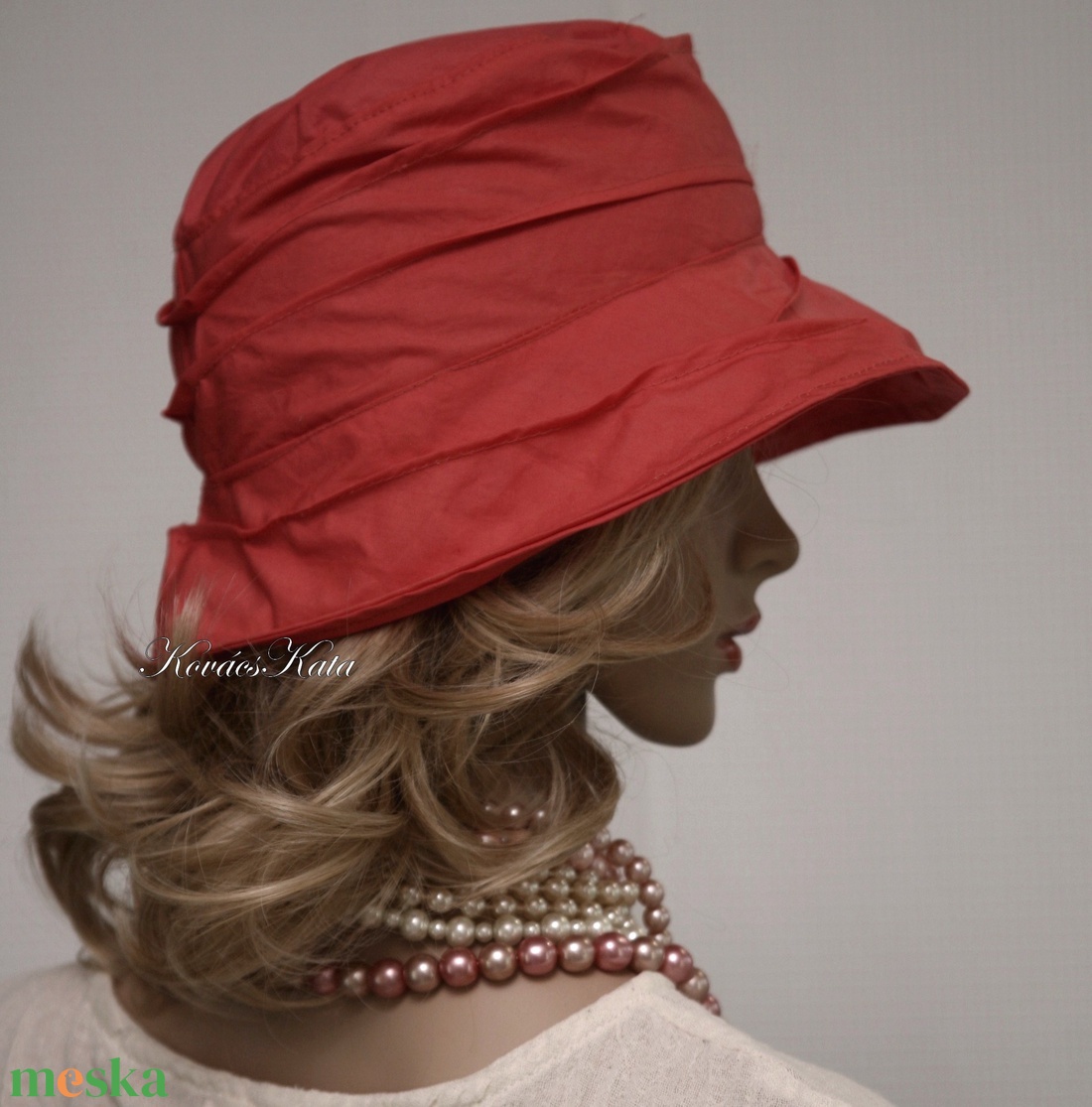 BÖBE-KALAP / korall - nyári nap-kalap - ruha & divat - sál, sapka, kendő - kalap - Meska.hu