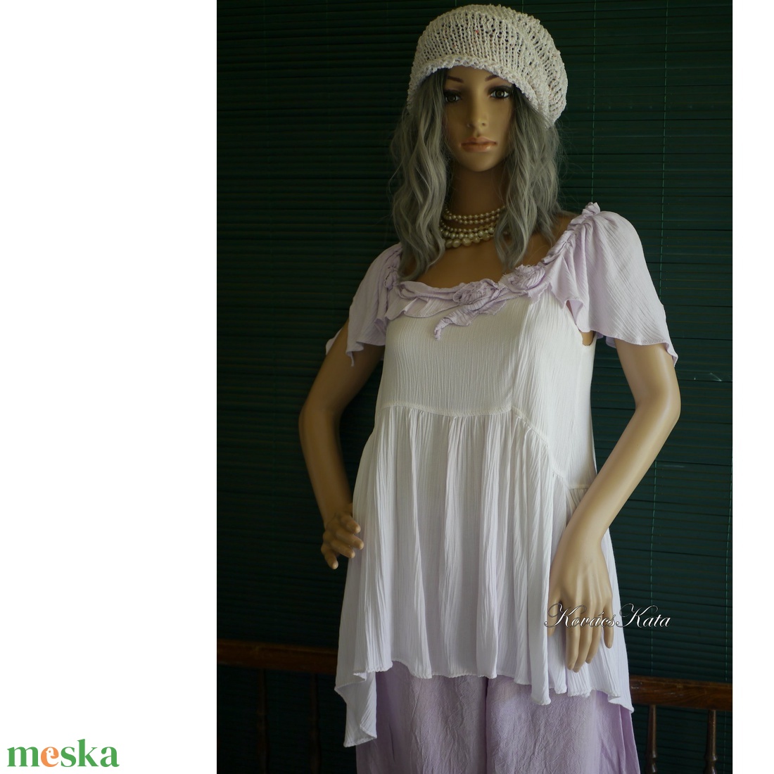 LANA-SZETT - shabby chic babydoll tunika nadrággal - ruha & divat - női ruha - ruha - Meska.hu