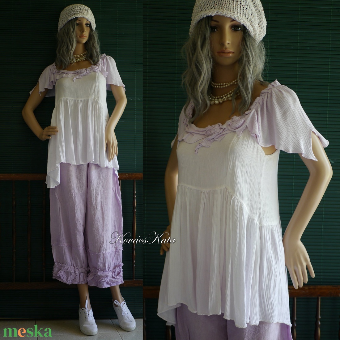 LANA-SZETT - shabby chic babydoll tunika nadrággal - ruha & divat - női ruha - ruha - Meska.hu