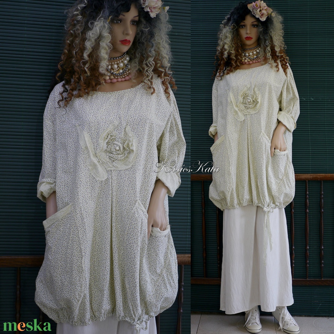 MAILA - artsy design pamutvászon tunika-ruha / kisvirágos - ruha & divat - női ruha - kismamaruha - Meska.hu MAILA - artsy design pamutvászon tunika-ruha / kisvirágos - ruha & divat - női ruha - kismamaruha - Meska.hu