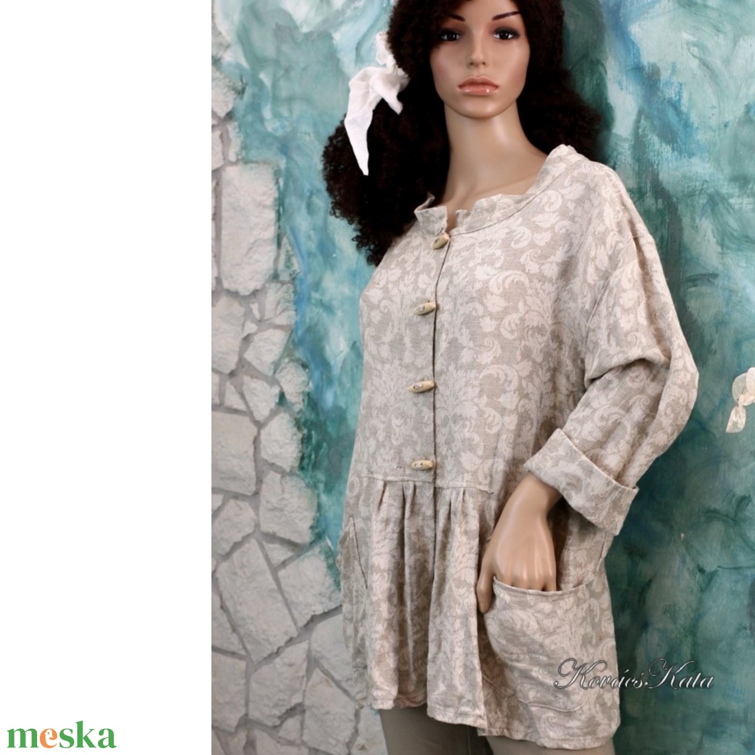 GLÓRIA - barokk-mintás jacquard-len kabátka - ruha & divat - női ruha - kabát - Meska.hu GLÓRIA - barokk-mintás jacquard-len kabátka - ruha & divat - női ruha - kabát - Meska.hu