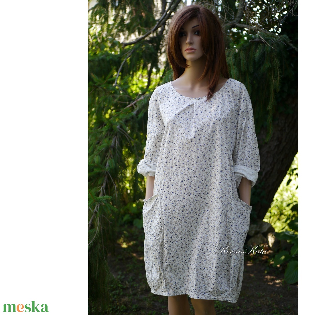 MAILA - artsy design pamutvászon tunika-ruha / kék-virágos - ruha & divat - női ruha - kismamaruha - Meska.hu MAILA - artsy design pamutvászon tunika-ruha / kék-virágos - ruha & divat - női ruha - kismamaruha - Meska.hu