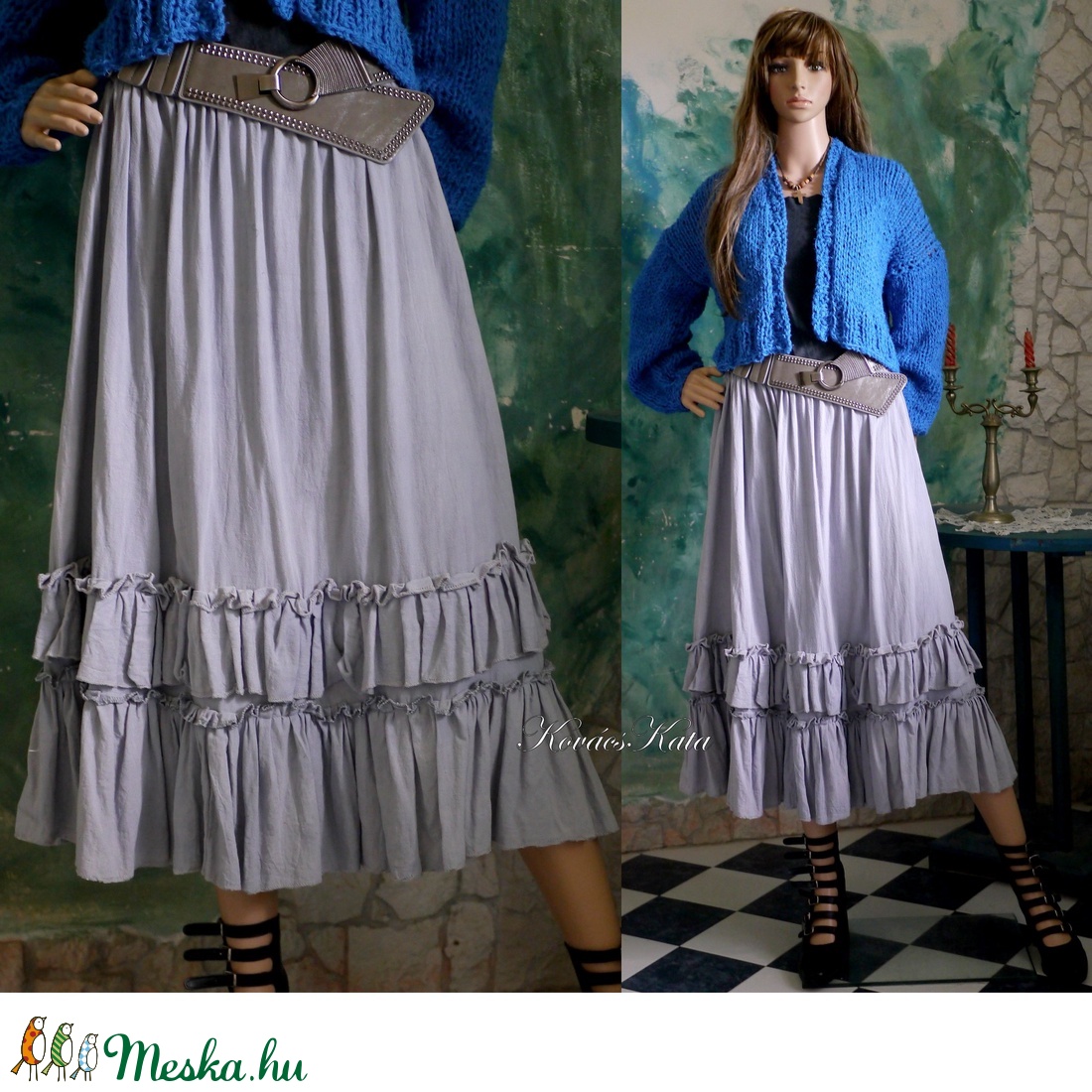 ÁGNES - lagenlook fodros szoknya / galambszürke - ruha & divat - női ruha - szoknya - Meska.hu ÁGNES - lagenlook fodros szoknya / galambszürke - ruha & divat - női ruha - szoknya - Meska.hu