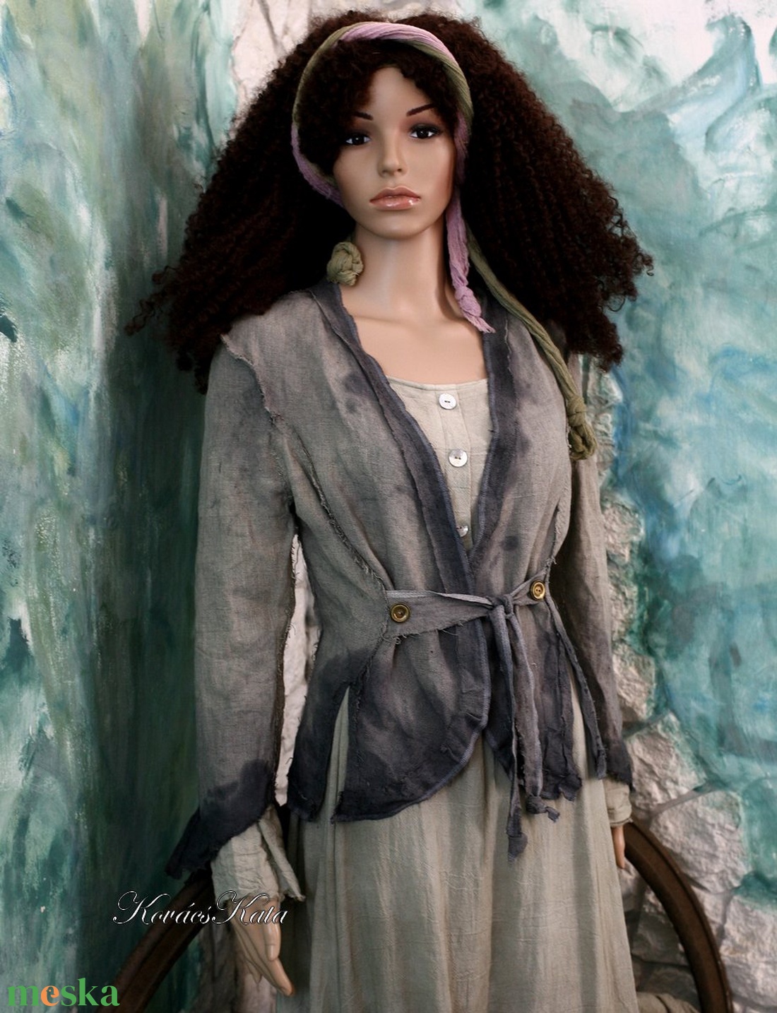 LINEN-FLAX JACKET- artsy design kabátka - ruha & divat - női ruha - blézer & kosztüm - Meska.hu
