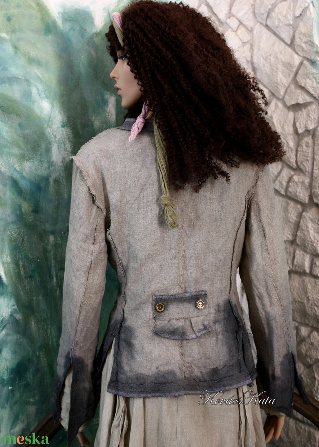 LINEN-FLAX JACKET- artsy design kabátka - ruha & divat - női ruha - blézer & kosztüm - Meska.hu