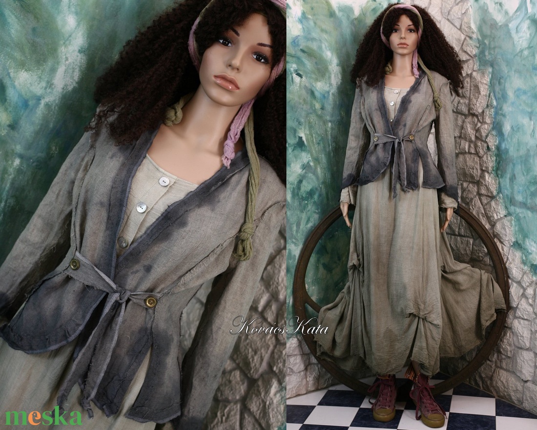 LINEN-FLAX JACKET- artsy design kabátka - ruha & divat - női ruha - blézer & kosztüm - Meska.hu