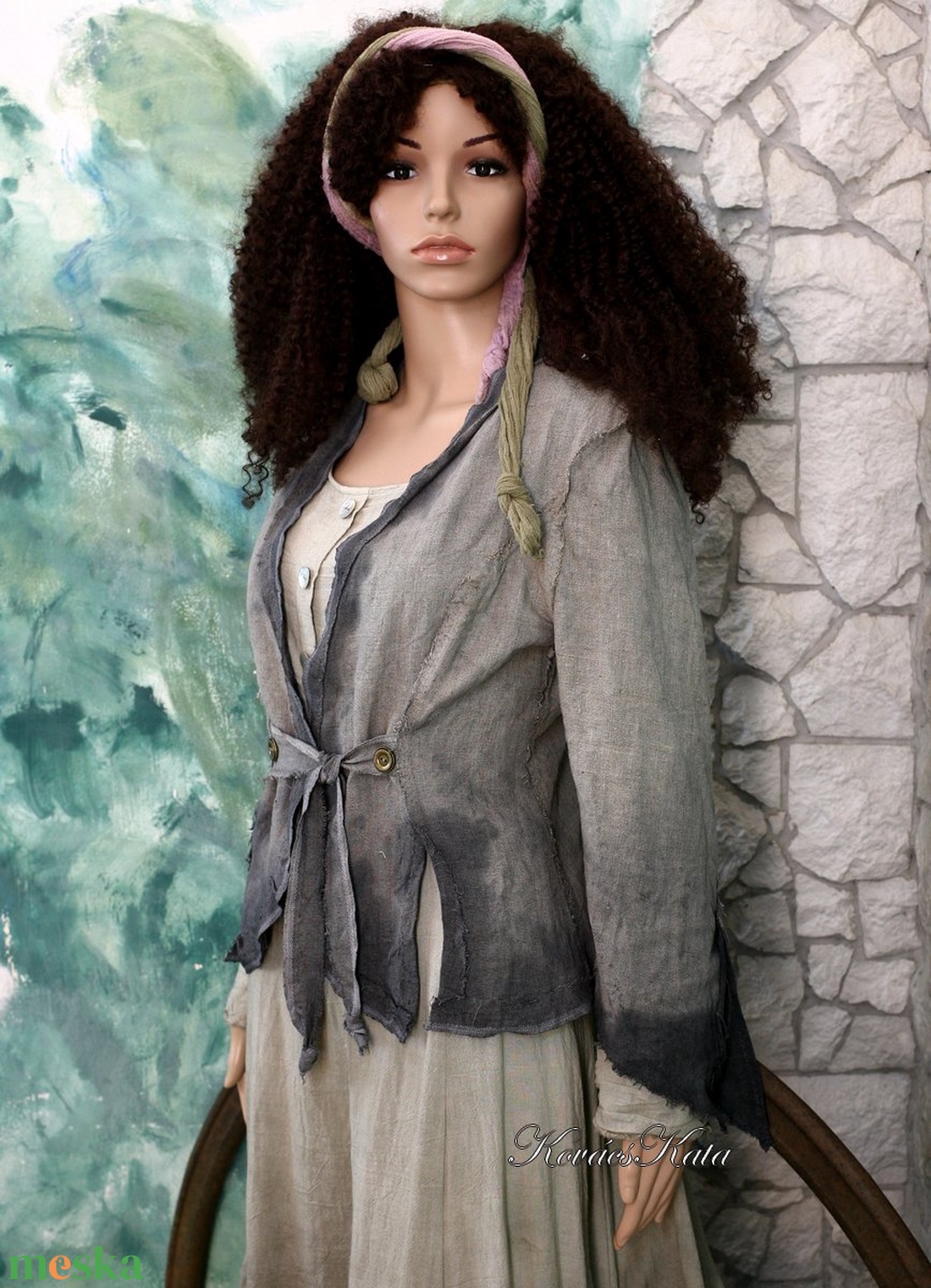 LINEN-FLAX JACKET- artsy design kabátka - ruha & divat - női ruha - blézer & kosztüm - Meska.hu