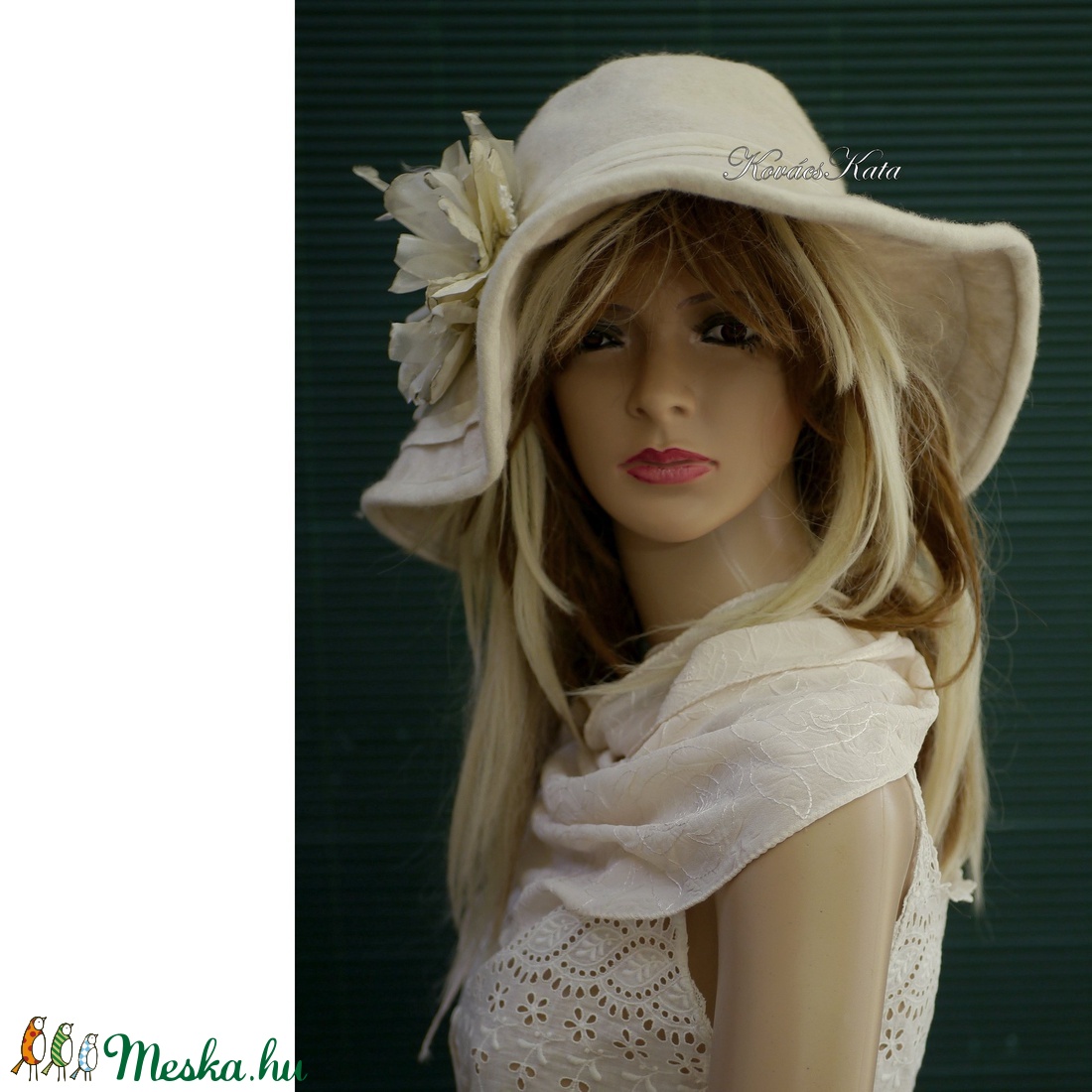 EVELYN - artsy design filckalap / bézs - ruha & divat - sál, sapka, kendő - kalap - Meska.hu