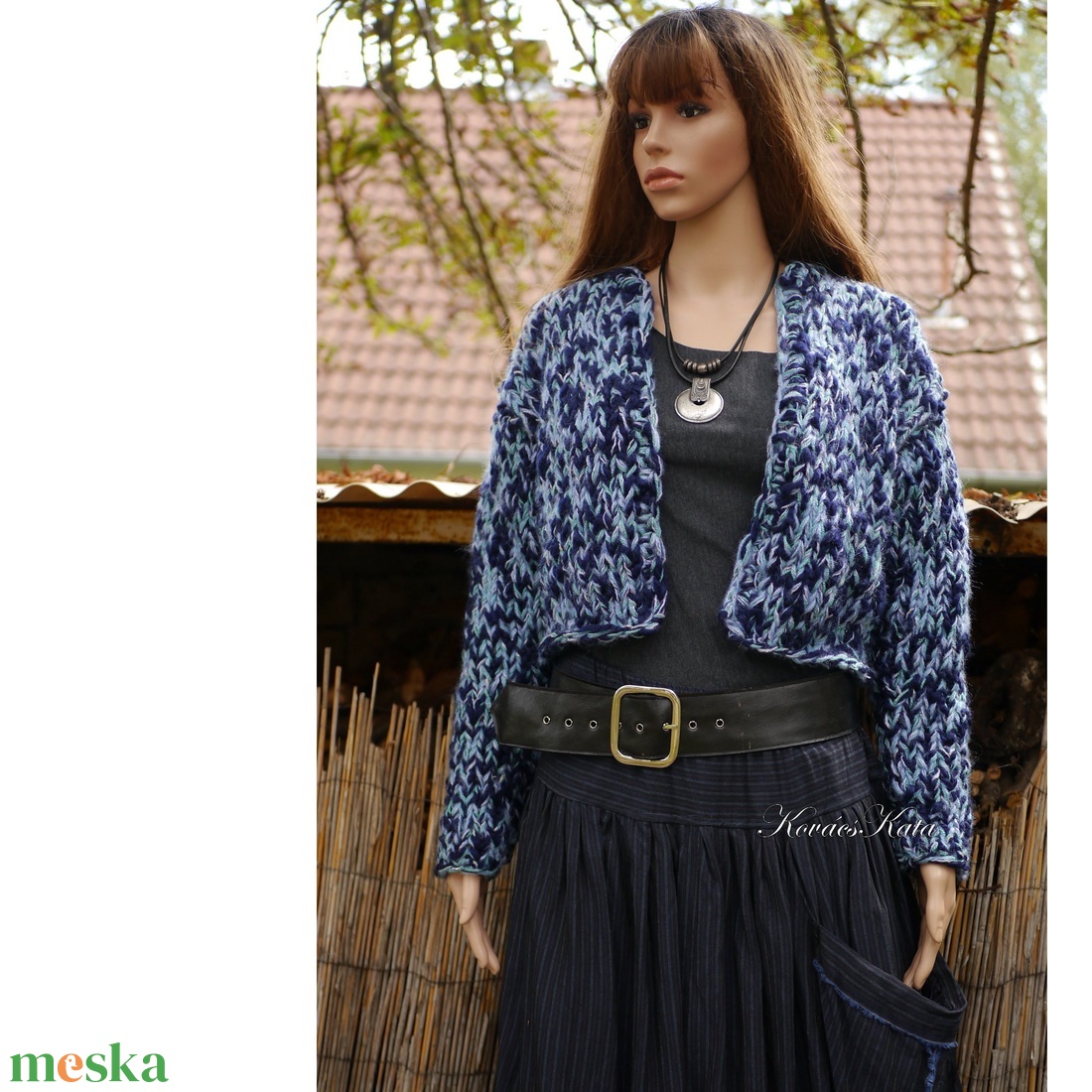 MARGÓ / chunky- trendi kézzel kötött gyapjúkabátka, kardigán / tweed  - ruha & divat - női ruha - pulóver & kardigán - Meska.hu