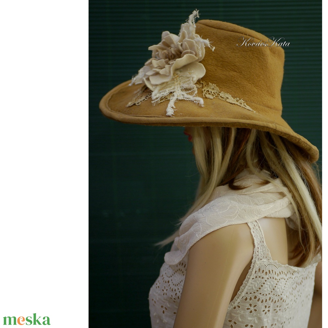 EVELYN - artsy design filckalap / mogyoró - ruha & divat - sál, sapka, kendő - kalap - Meska.hu
