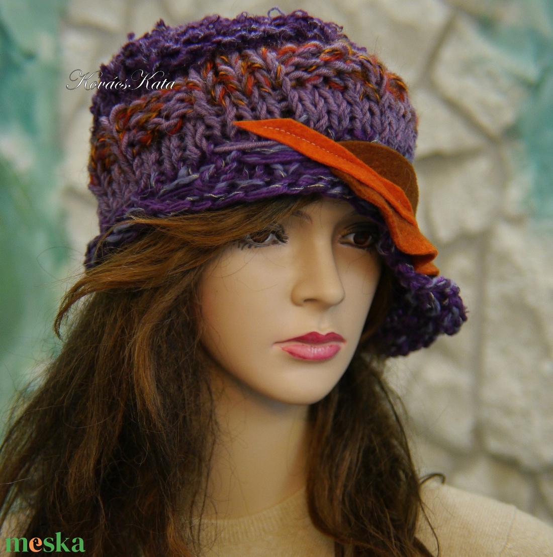 CLOCHE-ART - extravagáns kézzel kötött kalap, sapka / lila-narancs - ruha & divat - sál, sapka, kendő - sapka - Meska.hu CLOCHE-ART - extravagáns kézzel kötött kalap, sapka / lila-narancs - ruha & divat - sál, sapka, kendő - sapka - Meska.hu
