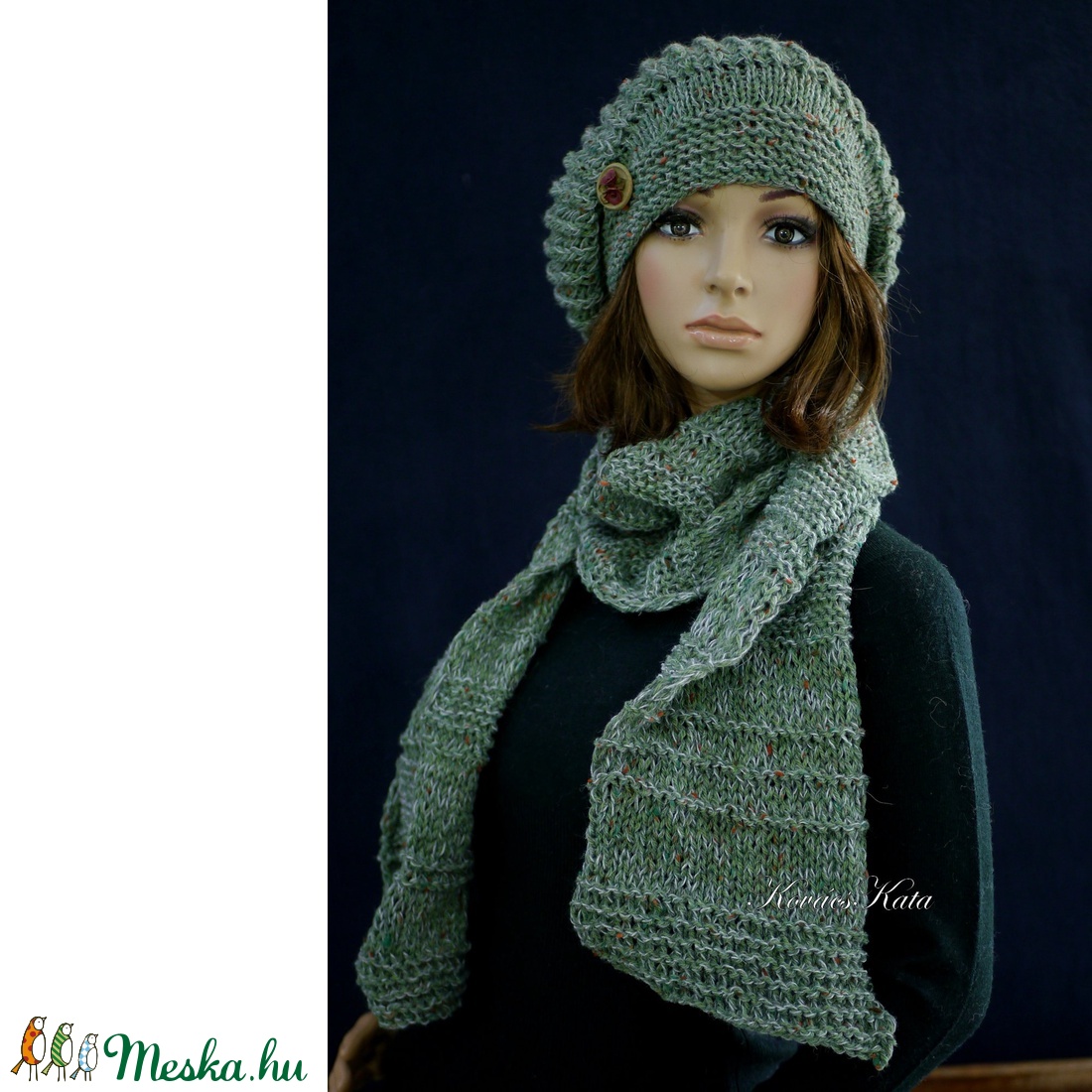 BORBÁLA-SZETT / zöld tweed kézzel kötött sapka sállal - ruha & divat - sál, sapka, kendő - sapka & sál szett - Meska.hu BORBÁLA-SZETT / zöld tweed kézzel kötött sapka sállal - ruha & divat - sál, sapka, kendő - sapka & sál szett - Meska.hu