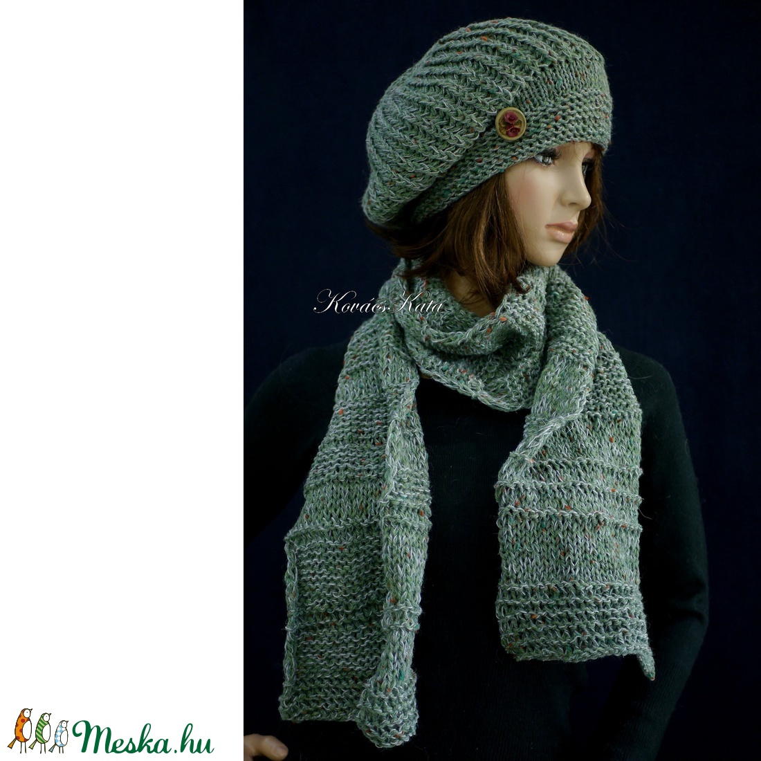 BORBÁLA-SZETT / zöld tweed kézzel kötött sapka sállal - ruha & divat - sál, sapka, kendő - sapka & sál szett - Meska.hu BORBÁLA-SZETT / zöld tweed kézzel kötött sapka sállal - ruha & divat - sál, sapka, kendő - sapka & sál szett - Meska.hu