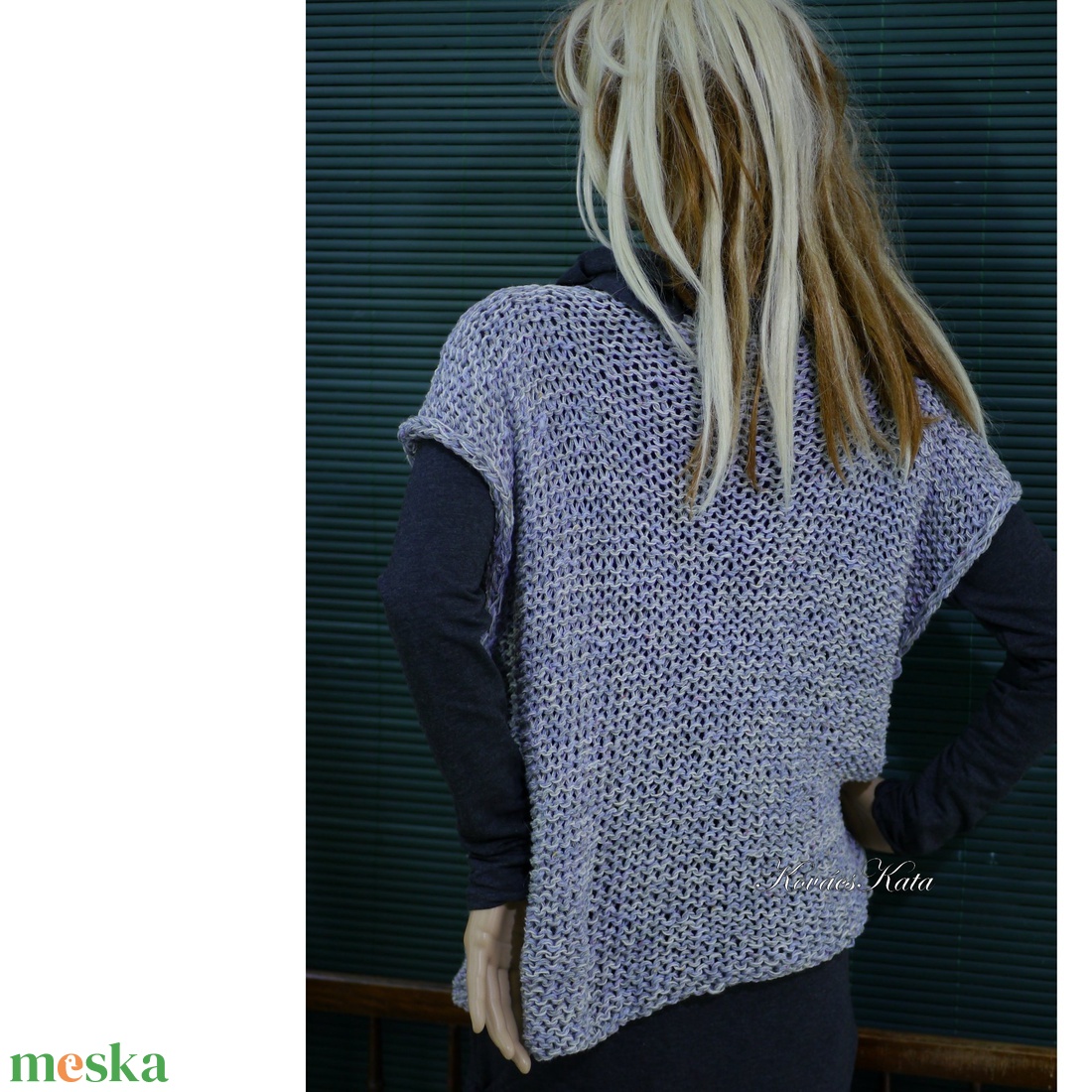 ARTSY-PULCSI - applikált kötött pamut-pulóver / levendula - ruha & divat - női ruha - pulóver & kardigán - Meska.hu