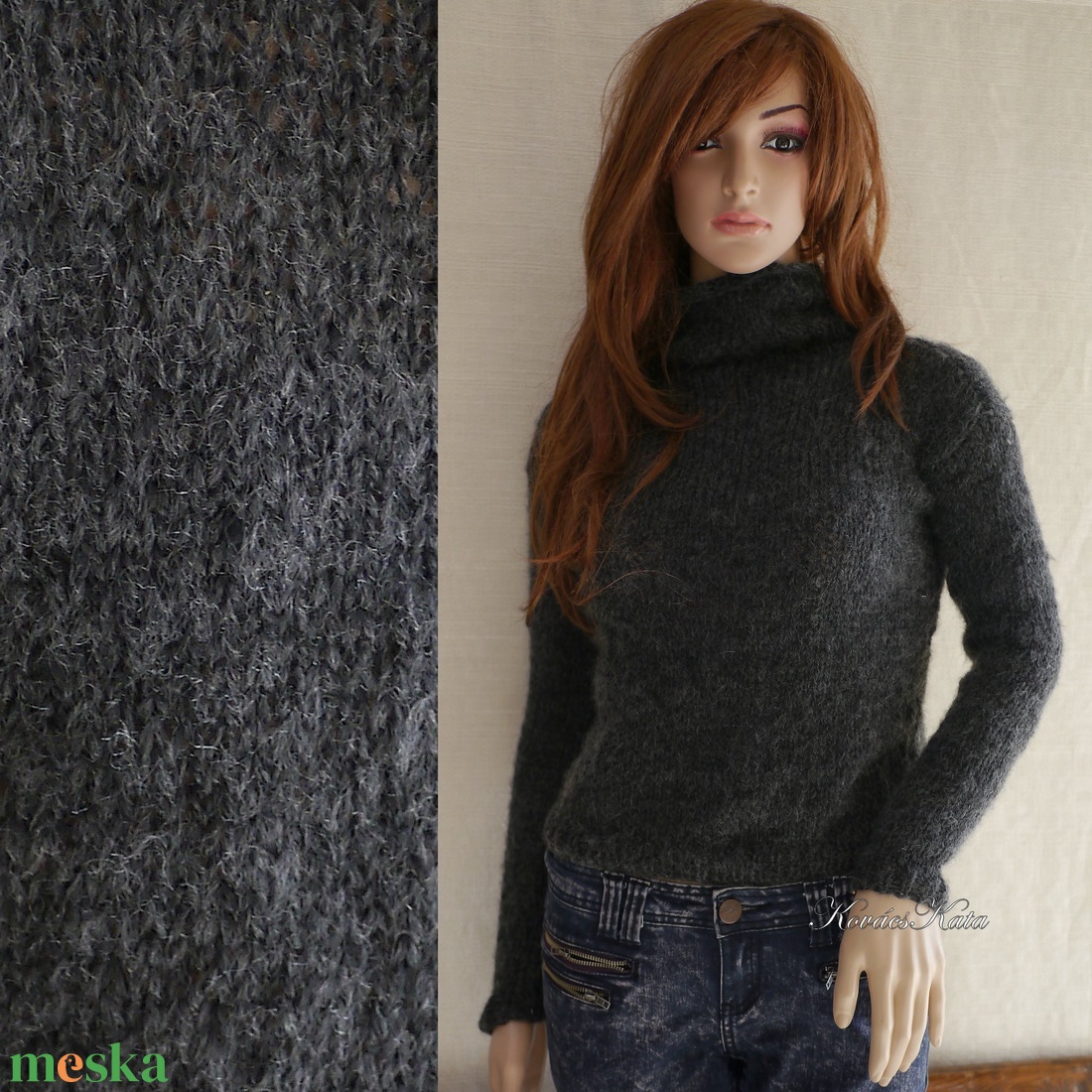 TEKNŐC-PULCSI - kézzel kötött mohair pulóver / antracit - ruha & divat - női ruha - pulóver - Meska.hu TEKNŐC-PULCSI - kézzel kötött mohair pulóver / antracit - ruha & divat - női ruha - pulóver - Meska.hu
