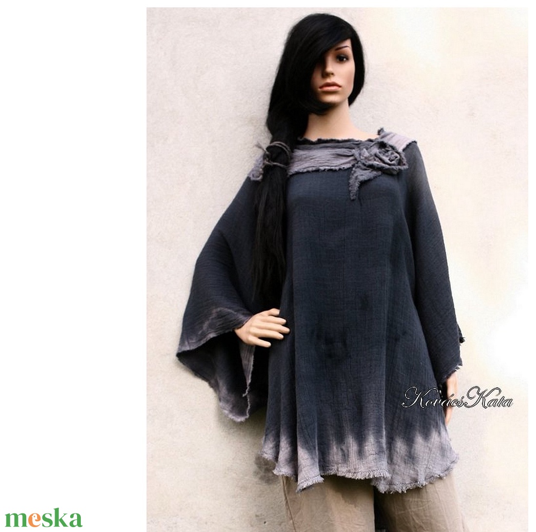 ANTRACITKA - artsy lagenlook design poncsó, géz tunika - ruha & divat - női ruha - poncsó - Meska.hu ANTRACITKA - artsy lagenlook design poncsó, géz tunika - ruha & divat - női ruha - poncsó - Meska.hu